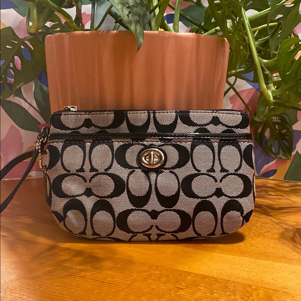 Coach Black and Gray Signature Wristlet